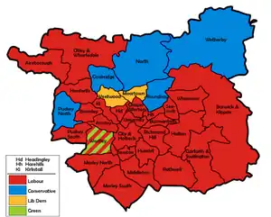 1998 results map, with first Green councillor