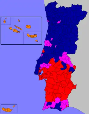 Most voted political force by municipality.