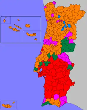 Most voted political force by municipality.