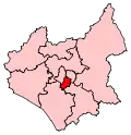 A small constituency, located in the centre of the county to the south of two equally small constituencies.