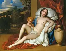 Nell Gwynne, one of the long-time mistresses of King Charles II of England, as Venus with her son as Cupid (ca. 1665) by Peter Lely