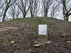 A standard notice (Irish: fógra) at the National Monument.