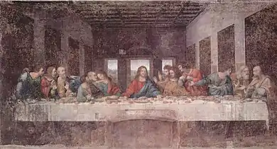 Image 15The Last Supper by Leonardo da Vinci, possibly one of the most famous and iconic examples of Italian art (from Culture of Italy)