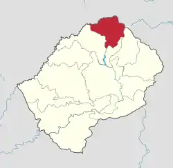 Map of Lesotho with the district highlighted