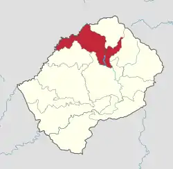 Map of Lesotho with the district highlighted