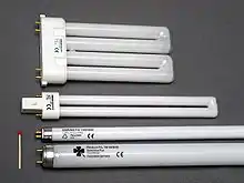 Assorted types of fluorescent lamps