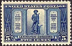 Daniel Chester French's The Minute Man depicted on US Postage Stamp, 1925 Issue, 5¢