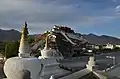 The centre chorten and the Chagpori Hill chorten (2011).