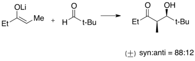 Sample aldol reaction with lithium enolate