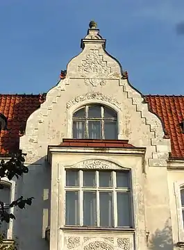 Detail on the gable with ornamented motif