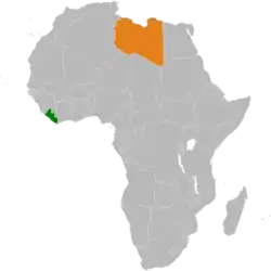 Map indicating locations of Liberia and Libya