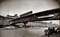 A pedestrian overpass at Liberty Street Ferry Terminal in 1938