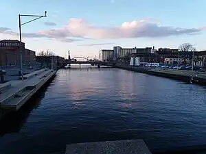 Lidan river in Lidköping in the evening