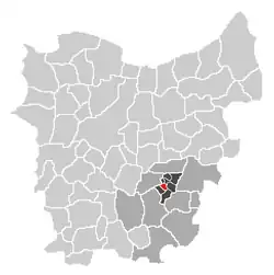 Localisation of Bambrugge in the community of Erpe-Mere in the arrondissement of Aalst in the province of East-Flanders.