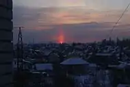 Light pillar in Lipetsk, Russia.