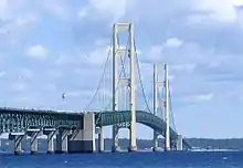 Image 28The Mackinac Bridge, a suspension bridge spanning the Straits of Mackinac to connect the Upper and Lower peninsulas of Michigan (from Michigan)