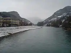 Lim flowing through Prijepolje in the winter.