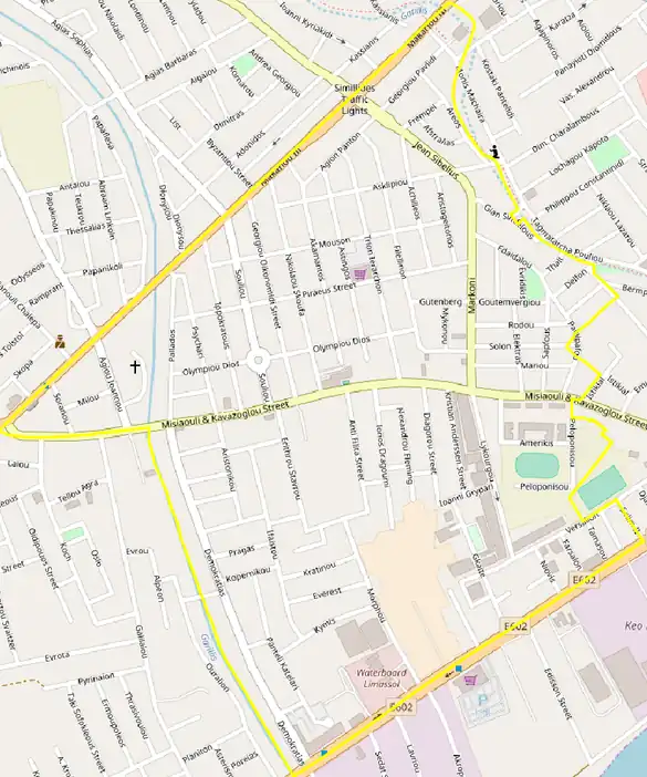 Local Map of Agios Ioannis quarter of Limassol Municipality Cyprus