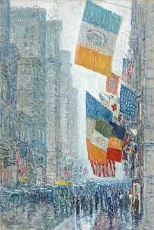 Childe Hassam, Lincoln's Birthday Flags - 1918, 1918