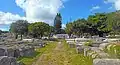 View of chapel from rear wall of cemetery