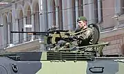 A Finnish Army XA-185 equipped with a 12.7 mm NSV machine gun