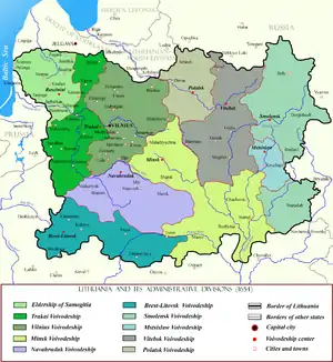 Image 75Administrative divisions of the Grand Duchy of Lithuania in the 17th century (from History of Lithuania)