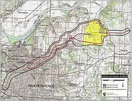 Map of the Little Blue River battlefield