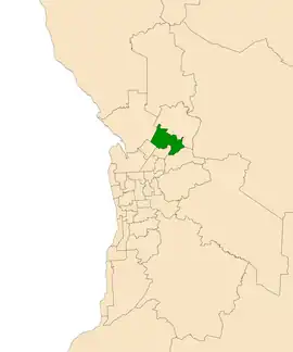 Map of Adelaide, South Australia with electoral district of Little Para highlighted