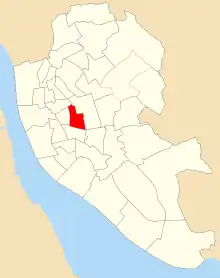 A map showing the ward boundaries of the 1953 Kensington ward