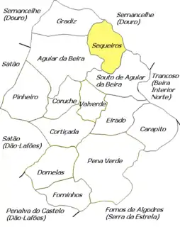 Location of Sequeiros in Aguiar da Beira Municipality