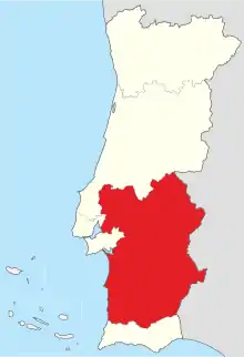 Location of the Alentejo Region in Portugal