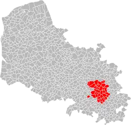 Location of Arras within the department