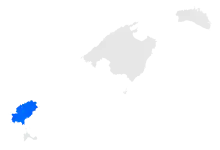 The Diocese of Ibiza in blue.