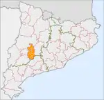 Location of Urgell in the region of Catalonia