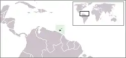 map of Caribbean with Trinidad and Tobago highlighted