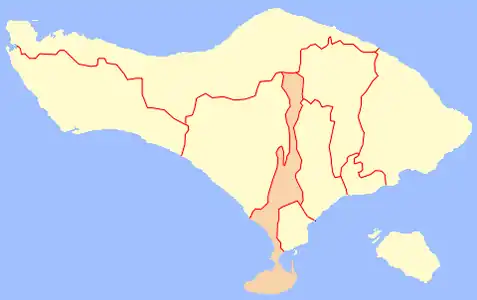 Map of Badung Regency in Bali