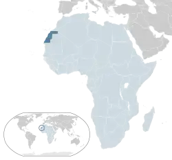 Location of Sahrawi Arab Democratic Republic (dark blue)– in Africa (light blue & dark grey)– in the African Union (light blue)