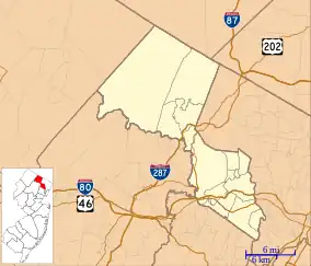 Map showing the location of Garret Mountain Reservation