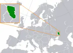 Ukraine's Luhansk Oblast in Europe, claimed and militarily contested as the Luhansk People's Republic by Russia