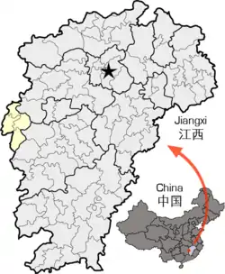 Location of Pingxiang City in Jiangxi