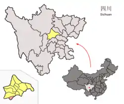 Location of Pujiang in Sichuan