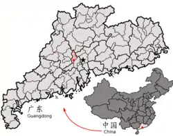 Location of Sanshui District (red) in Foshan City and Guangdong