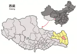 Location of Zhag'yab County within Tibet