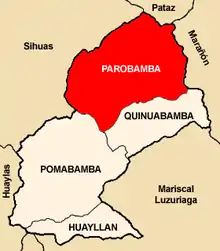 Location of Parobamba in the Pomabamba province