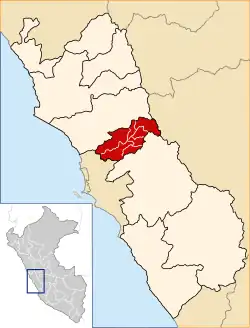 Location of Canta in the Lima Region