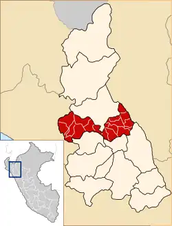 Location of Chota in the Cajamarca Region