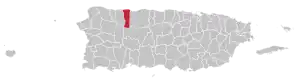 Map of Puerto Rico highlighting Hatillo Municipality