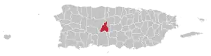 Map of Puerto Rico highlighting Jayuya Municipality