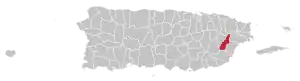 Map of Puerto Rico highlighting Las Piedras Municipality