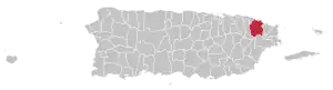 Map of Puerto Rico highlighting Río Grande Municipality